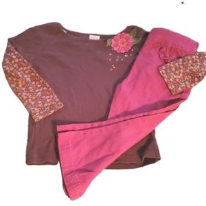 Gymboree 3t mock layer tee and pants to compliment flowers 24mths garani…